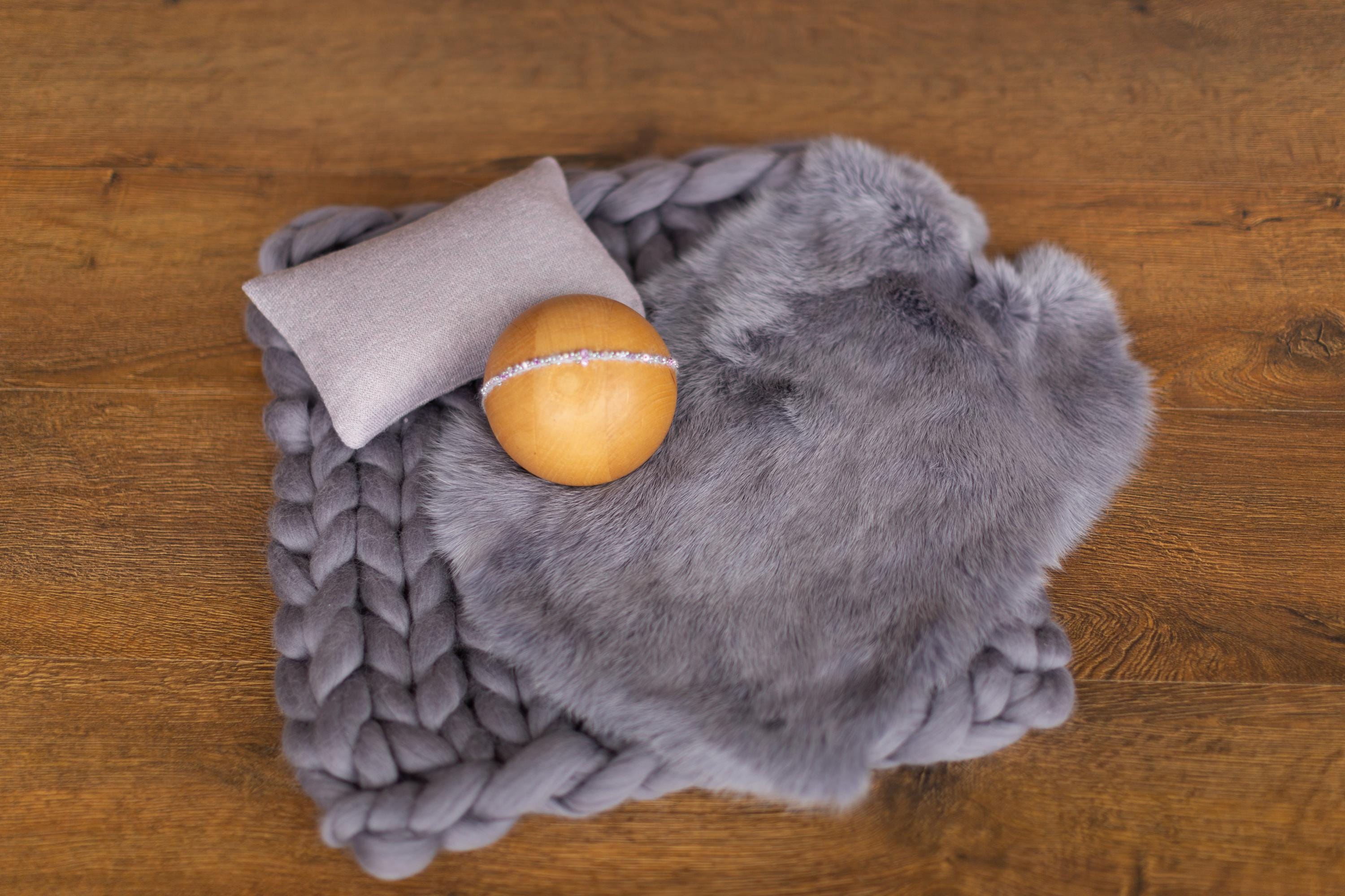 Graphite Newborn Photography Props, Newborn Merino Wool Blanket, Newborn Posing Fabric, Newborn Posing Pillow Prop, Newborn Photo Pillow