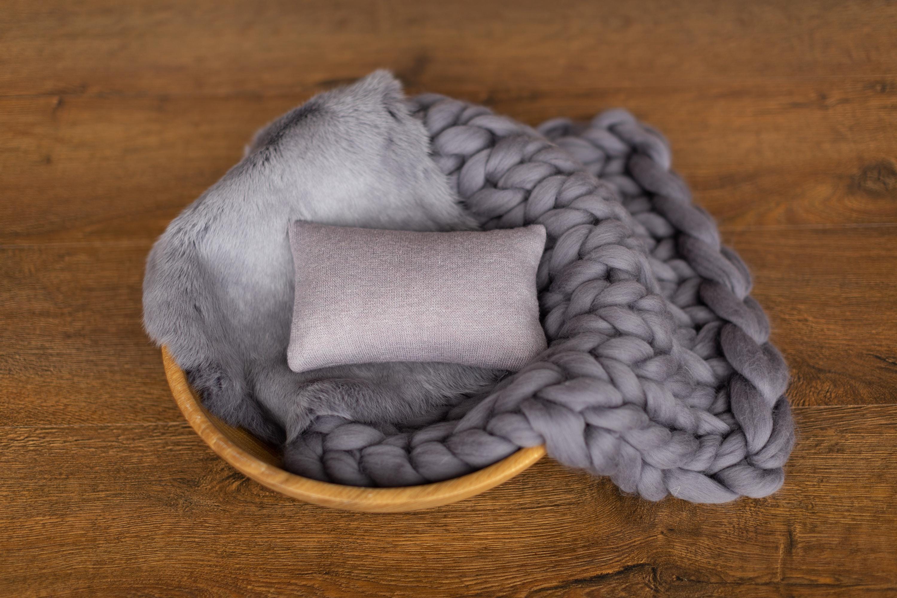 Graphite Newborn Photography Props, Newborn Merino Wool Blanket, Newborn Posing Fabric, Newborn Posing Pillow Prop, Newborn Photo Pillow