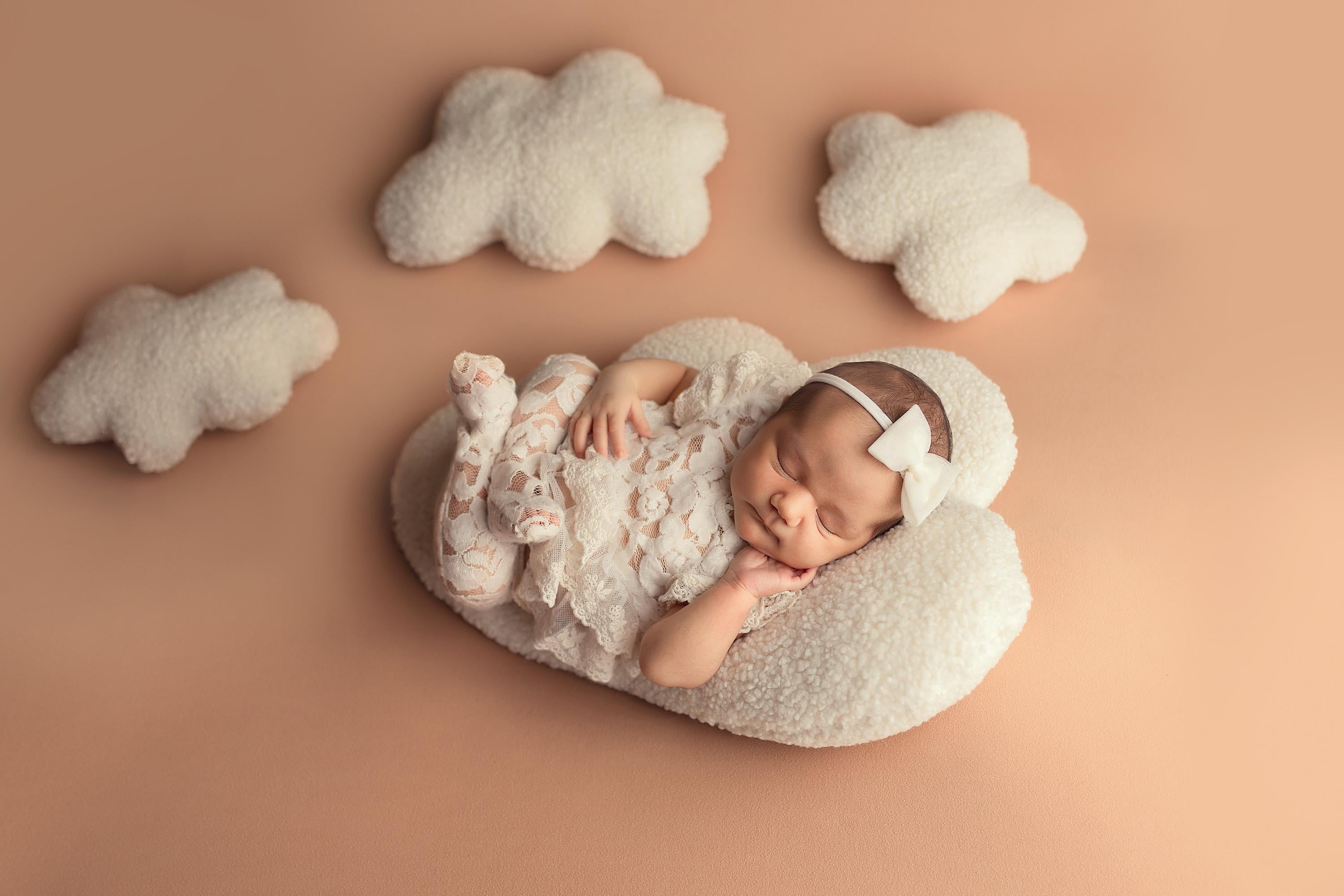 Curly Fur Cloud Pillow for Baby Room Decor, Newborn Cloud Pillow Props for Newborn Photography Props Set, Newborn Posing Pillow Props