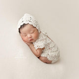Newborn Crochet Romper and Bonnet for Girl, Newborn Knitted Outfit Girl, Newborn Girl Outfit, Newborn Girl Bonnet,Newborn Photography props