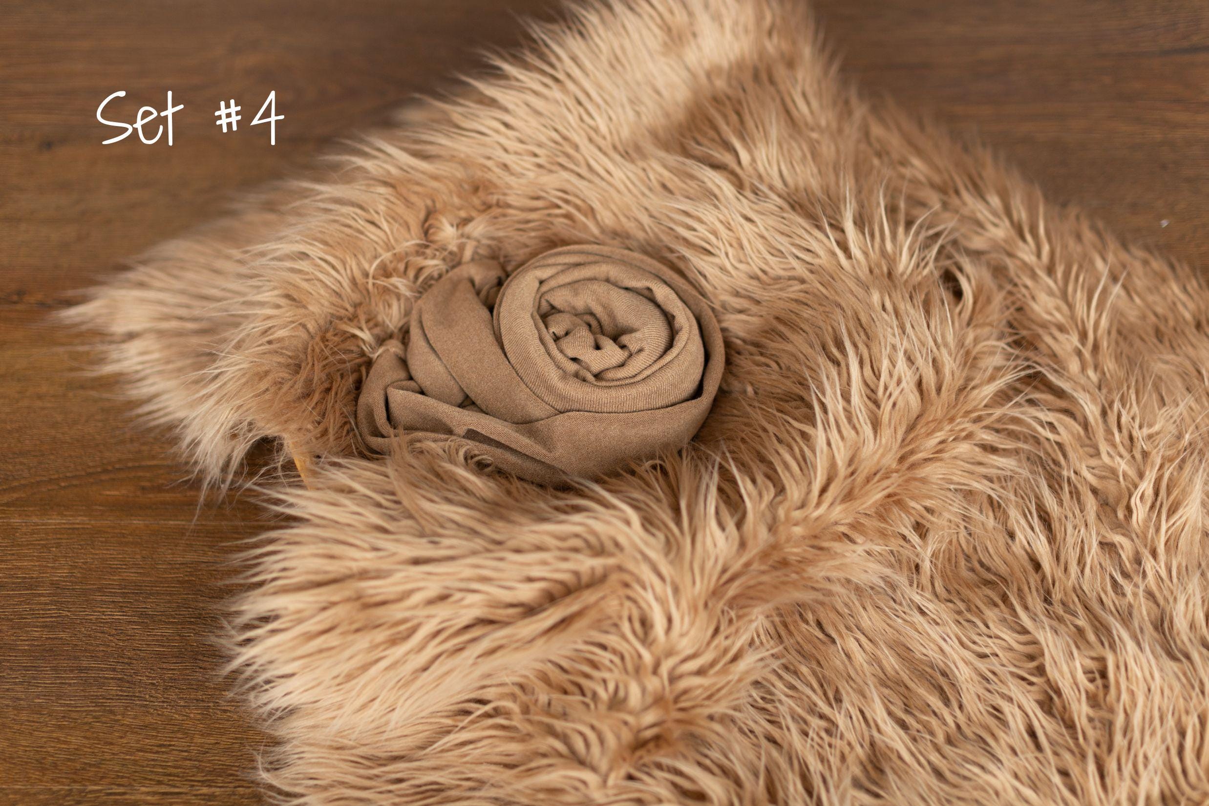 Brown Flokati Newborn Photography Props Set, Newborn Posing Fabric Backdrop, Newborn Layering Photo Props, Newborn Fabric Backdrop Props