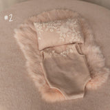 Peach Newborn Photography Props Set, Newborn Fabric Backdrop Beanbag, Natural rabbit fur, Newborn Posing Fabric, Newborn Posing Pillow