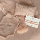 Peach Newborn Photography Props Set, Newborn Fabric Backdrop Beanbag, Natural rabbit fur, Newborn Posing Fabric, Newborn Posing Pillow