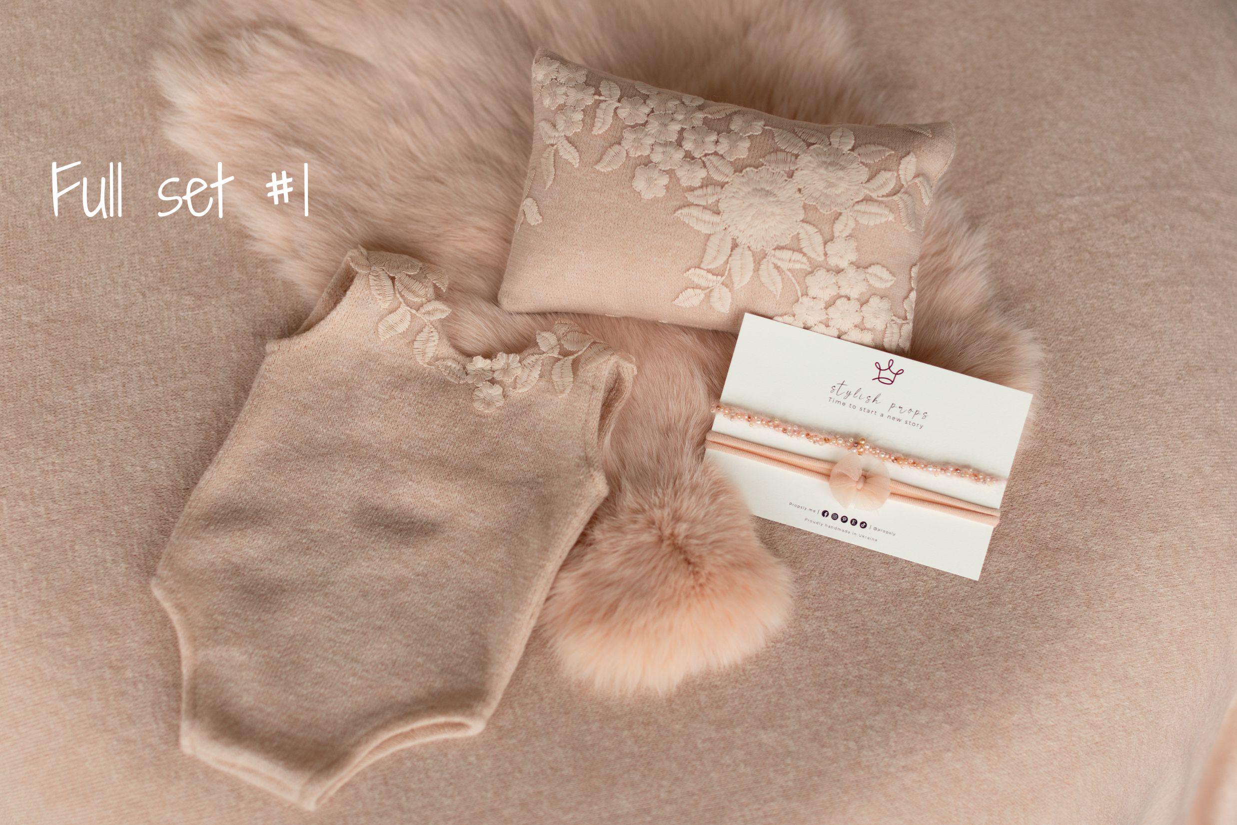 Peach Newborn Photography Props Set, Newborn Fabric Backdrop Beanbag, Natural rabbit fur, Newborn Posing Fabric, Newborn Posing Pillow