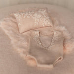Peach Newborn Photography Props Set, Newborn Fabric Backdrop Beanbag, Natural rabbit fur, Newborn Posing Fabric, Newborn Posing Pillow