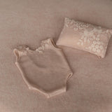 Peach Newborn Photography Props Set, Newborn Fabric Backdrop Beanbag, Natural rabbit fur, Newborn Posing Fabric, Newborn Posing Pillow