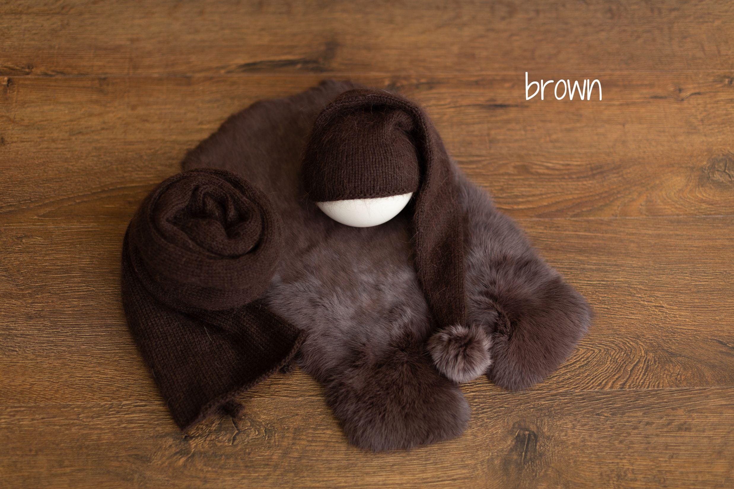 Newborn Knitted Wrap and Sleep Hat Set, Newborn Knit Sleep Hat with Pom Pom, Newborn Photography props, Newborn Wool Outfit, Newborn Fur Rug