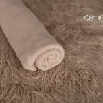 Beige Flokati Newborn Photography Props Set, Newborn Posing Fabric Backdrop, Newborn Fabric Photo Props, Newborn Merino Wool Blanket
