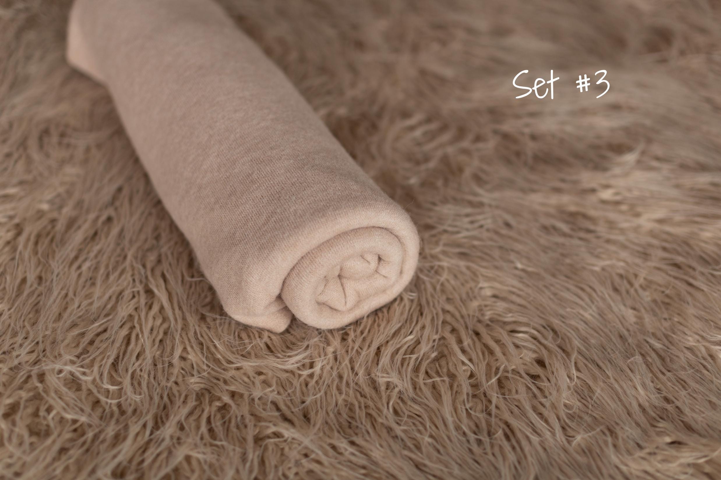 Beige Flokati Newborn Photography Props Set, Newborn Posing Fabric Backdrop, Newborn Fabric Photo Props, Newborn Merino Wool Blanket