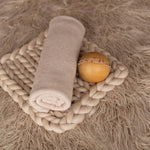 Beige Flokati Newborn Photography Props Set, Newborn Posing Fabric Backdrop, Newborn Fabric Photo Props, Newborn Merino Wool Blanket