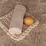Beige Flokati Newborn Photography Props Set, Newborn Posing Fabric Backdrop, Newborn Fabric Photo Props, Newborn Merino Wool Blanket