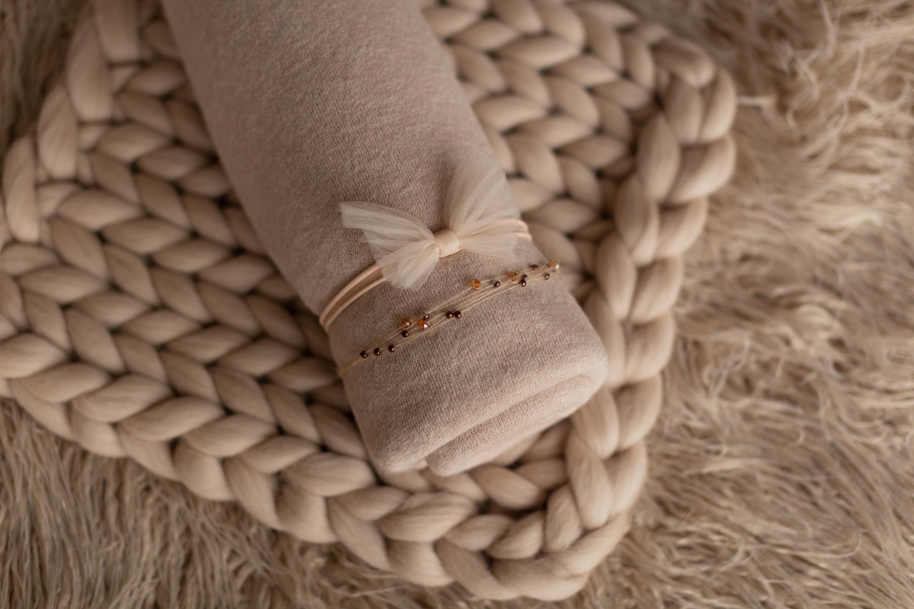 Beige Flokati Newborn Photography Props Set, Newborn Posing Fabric Backdrop, Newborn Fabric Photo Props, Newborn Merino Wool Blanket