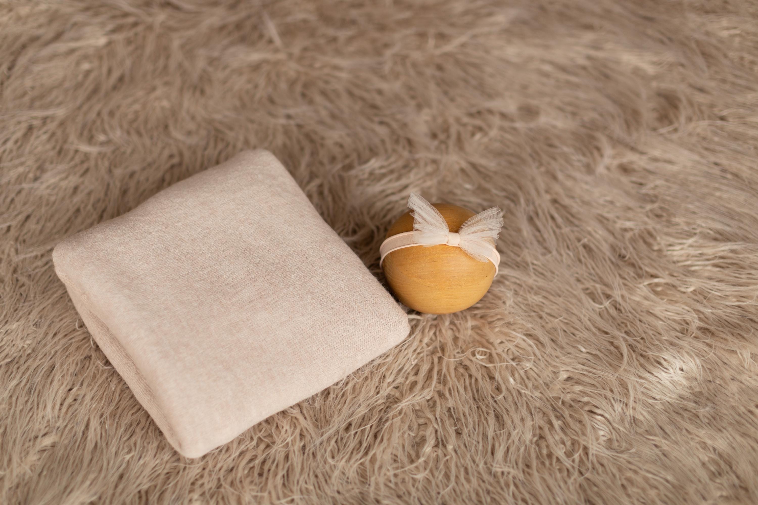 Beige Flokati Newborn Photography Props Set, Newborn Posing Fabric Backdrop, Newborn Fabric Photo Props, Newborn Merino Wool Blanket