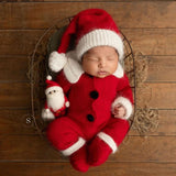 Newborn Santa Claus Outfit, Newborn Christmas Outfit, Knitted Newborn Santa Hat, Newborn Knitted Outfit, Christmas Newborn Photography Props