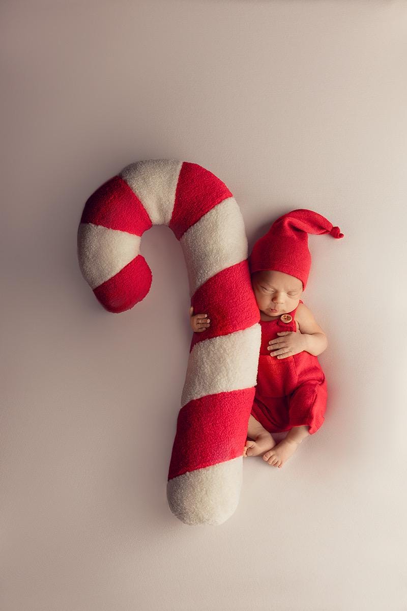 Christmas Candy Cane Pillow for Newborn Photography Props, Newborn Christmas Photo Props, Newborn Posing Pillow, Newborn Lollipop Pillow