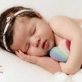 Newborn Rainbow Felted Heart Set, Newborn photography props, Newborn Rainbow photo props,Newborn felted prop,Baby Rainbow Felted Wool Hearts