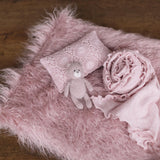 Rose Flokati Newborn Photography Props Set for Girl, Newborn Posing Fabric Wrap, Newborn Layering Photo Props, Newborn Posing Pillow Props