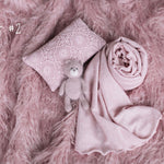 Rose Flokati Newborn Photography Props Set for Girl, Newborn Posing Fabric Wrap, Newborn Layering Photo Props, Newborn Posing Pillow Props