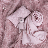 Rose Flokati Newborn Photography Props Set for Girl, Newborn Posing Fabric Wrap, Newborn Layering Photo Props, Newborn Posing Pillow Props