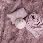 Rose Flokati Newborn Photography Props Set for Girl, Newborn Posing Fabric Wrap, Newborn Layering Photo Props, Newborn Posing Pillow Props