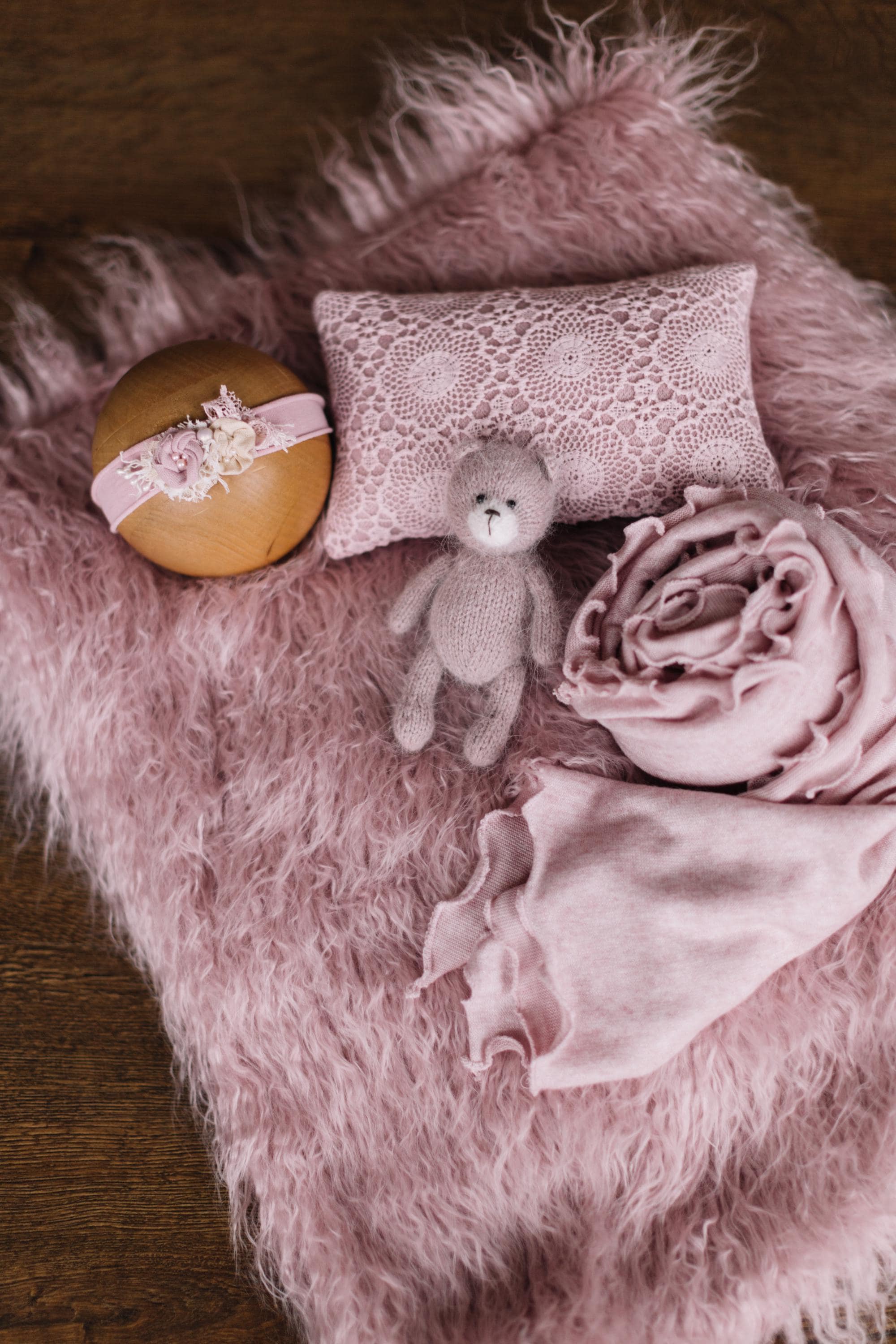 Rose Flokati Newborn Photography Props Set for Girl, Newborn Posing Fabric Wrap, Newborn Layering Photo Props, Newborn Posing Pillow Props