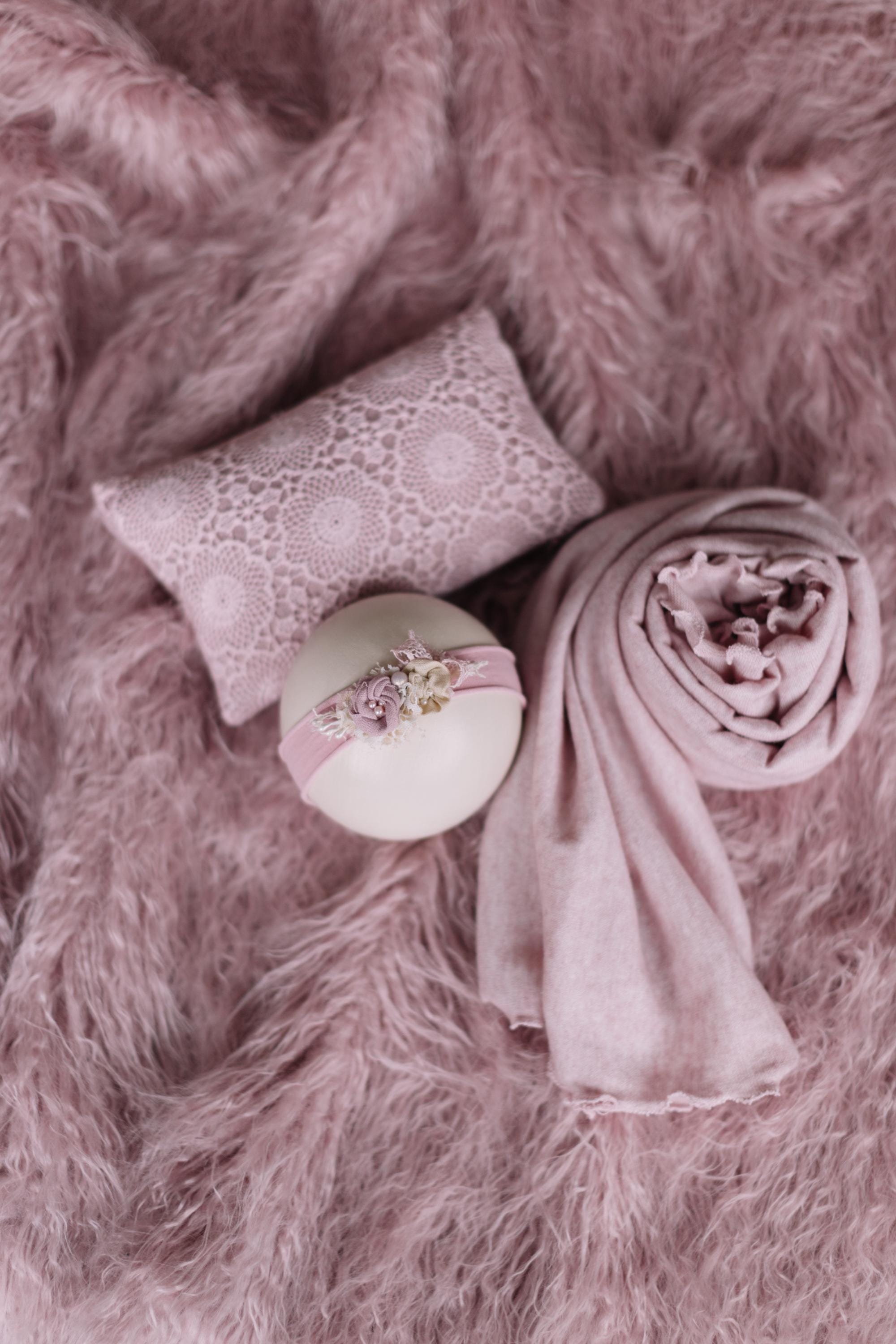Rose Flokati Newborn Photography Props Set for Girl, Newborn Posing Fabric Wrap, Newborn Layering Photo Props, Newborn Posing Pillow Props