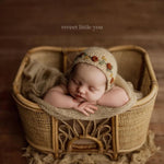 Newborn knitted bonnet, wrap, and blanket set – soft airy yarn for photography