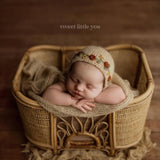 Newborn knitted bonnet, wrap, and blanket set – soft airy yarn for photography