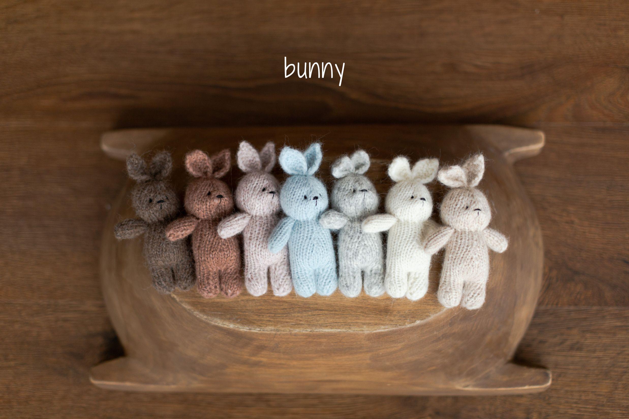 Knitted Newborn Teddy Bear and Bunny Toy for Photography, Newborn Crochet Rabbit Toy, Newborn Photography props, Easter bunny knitted toy