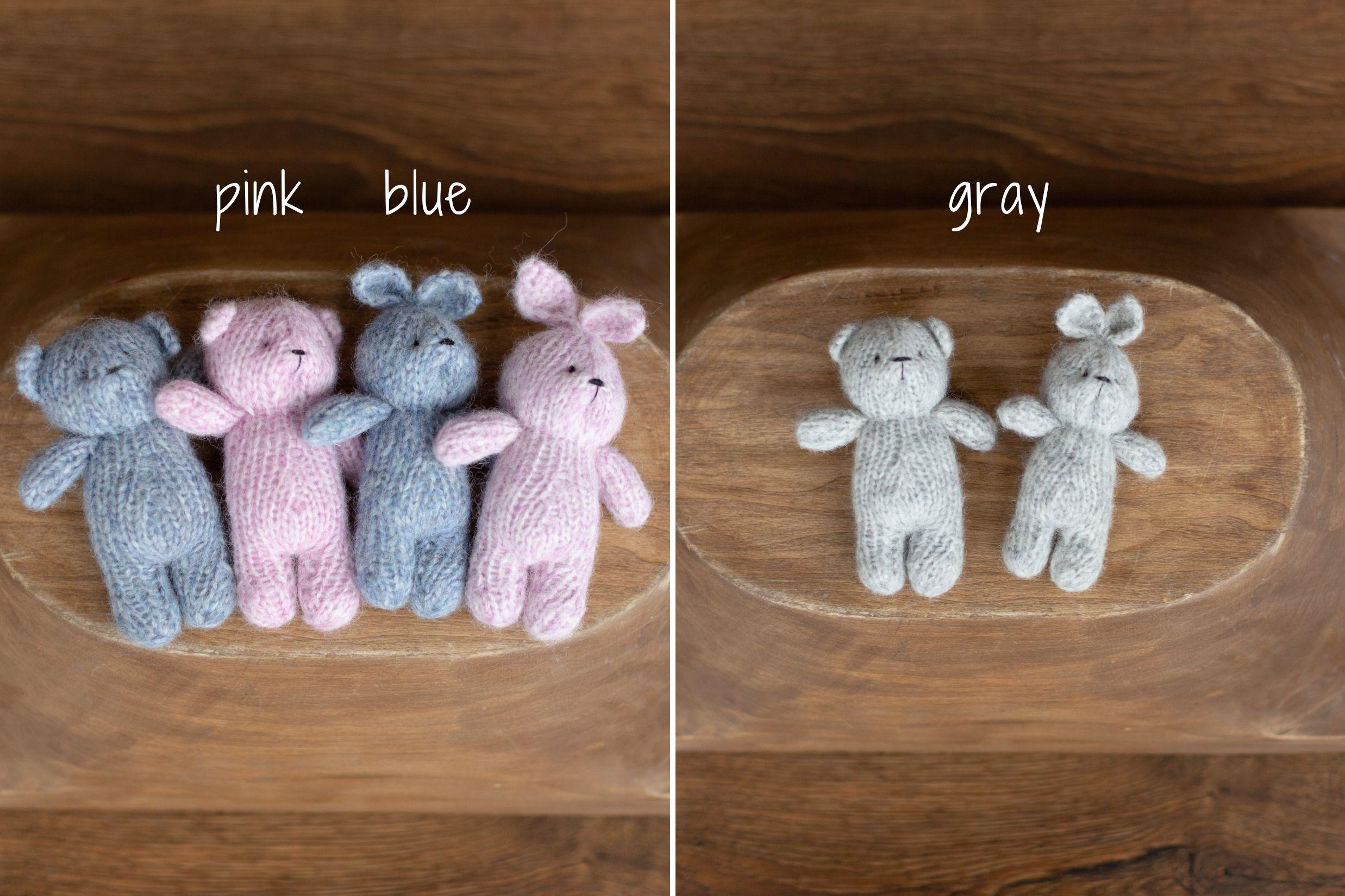 Knitted Newborn Teddy Bear and Bunny Toy for Photography, Newborn Crochet Rabbit Toy, Newborn Photography props, Easter bunny knitted toy