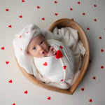 Valentine's Day Newborn Fabric Backdrop with Hearts for Newborn Photography Props, Newborn Posing Pillow, Newborn Posing Fabric Backdrop
