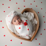 Valentine's Day Newborn Fabric Backdrop with Hearts for Newborn Photography Props, Newborn Posing Pillow, Newborn Posing Fabric Backdrop