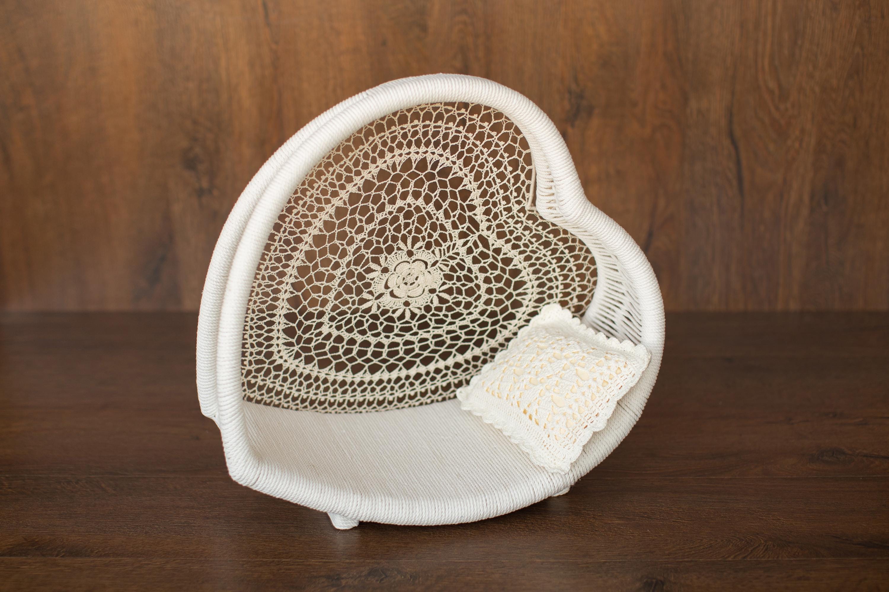 Newborn Heart Photography Props, Newborn Photography Prop Boho, Newborn Basket Prop, Baby Heart Basket Photo Prop, Macrame Photo Prop