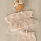 Newborn Knitted Romper for Girl with Headband, Newborn Girl Coming Home Outfit, Newborn Knitted Outfit, Newborn Girl Photo Props