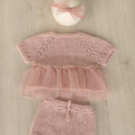 Newborn Knitted Romper for Girl with Headband, Newborn Girl Coming Home Outfit, Newborn Knitted Outfit, Newborn Girl Photo Props