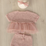 Newborn Knitted Romper for Girl with Headband, Newborn Girl Coming Home Outfit, Newborn Knitted Outfit, Newborn Girl Photo Props