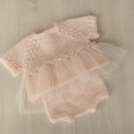 Newborn Knitted Romper for Girl with Headband, Newborn Girl Coming Home Outfit, Newborn Knitted Outfit, Newborn Girl Photo Props