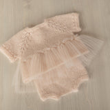 Newborn Knitted Romper for Girl with Headband, Newborn Girl Coming Home Outfit, Newborn Knitted Outfit, Newborn Girl Photo Props