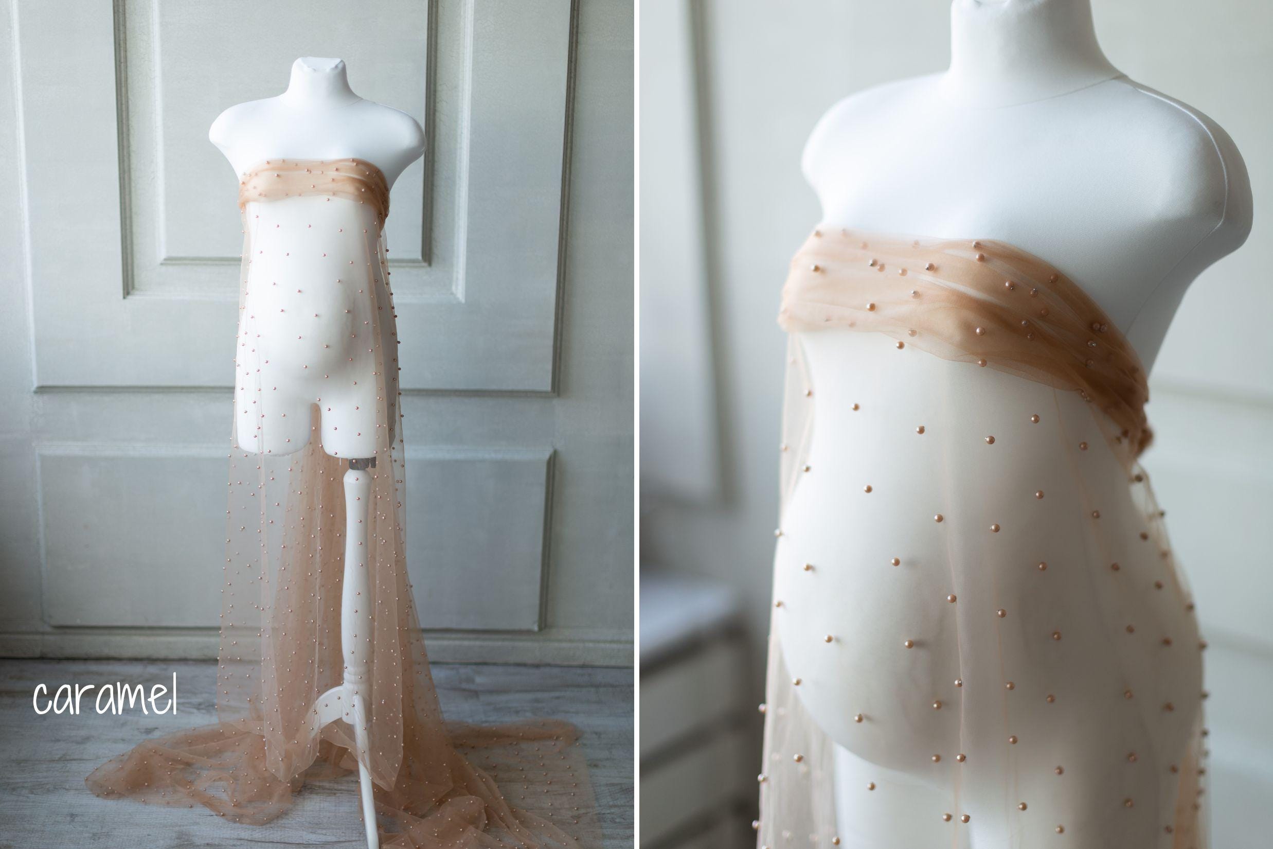 Maternity Lace Pearl Beads Fabric, Tulle Pearl Maternity Gown, Maternity Photography props, Maternity Tossing Fabric, Pregnancy Photo Prop