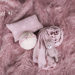Rose Flokati Newborn Photography Props Set for Girl, Newborn Posing Fabric Wrap, Newborn Layering Photo Props, Newborn Posing Pillow Props