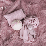 Rose Flokati Newborn Photography Props Set for Girl, Newborn Posing Fabric Wrap, Newborn Layering Photo Props, Newborn Posing Pillow Props