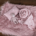Rose Flokati Newborn Photography Props Set for Girl, Newborn Posing Fabric Wrap, Newborn Layering Photo Props, Newborn Posing Pillow Props