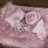 Rose Flokati Newborn Photography Props Set for Girl, Newborn Posing Fabric Wrap, Newborn Layering Photo Props, Newborn Posing Pillow Props
