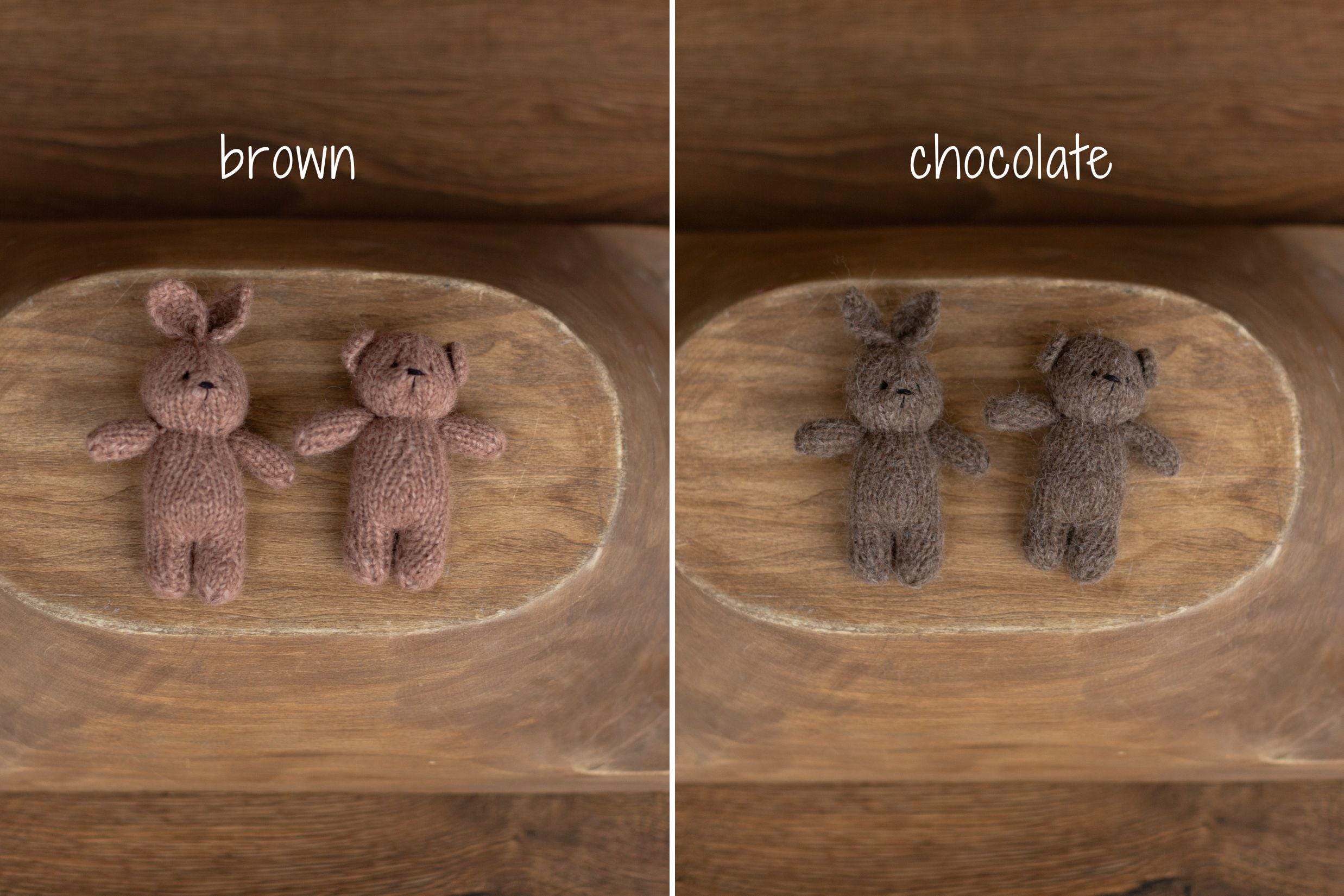 Knitted Newborn Teddy Bear and Bunny Toy for Photography, Newborn Crochet Rabbit Toy, Newborn Photography props, Easter bunny knitted toy