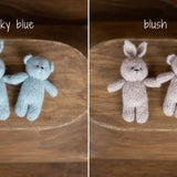 Knitted Newborn Teddy Bear and Bunny Toy for Photography, Newborn Crochet Rabbit Toy, Newborn Photography props, Easter bunny knitted toy