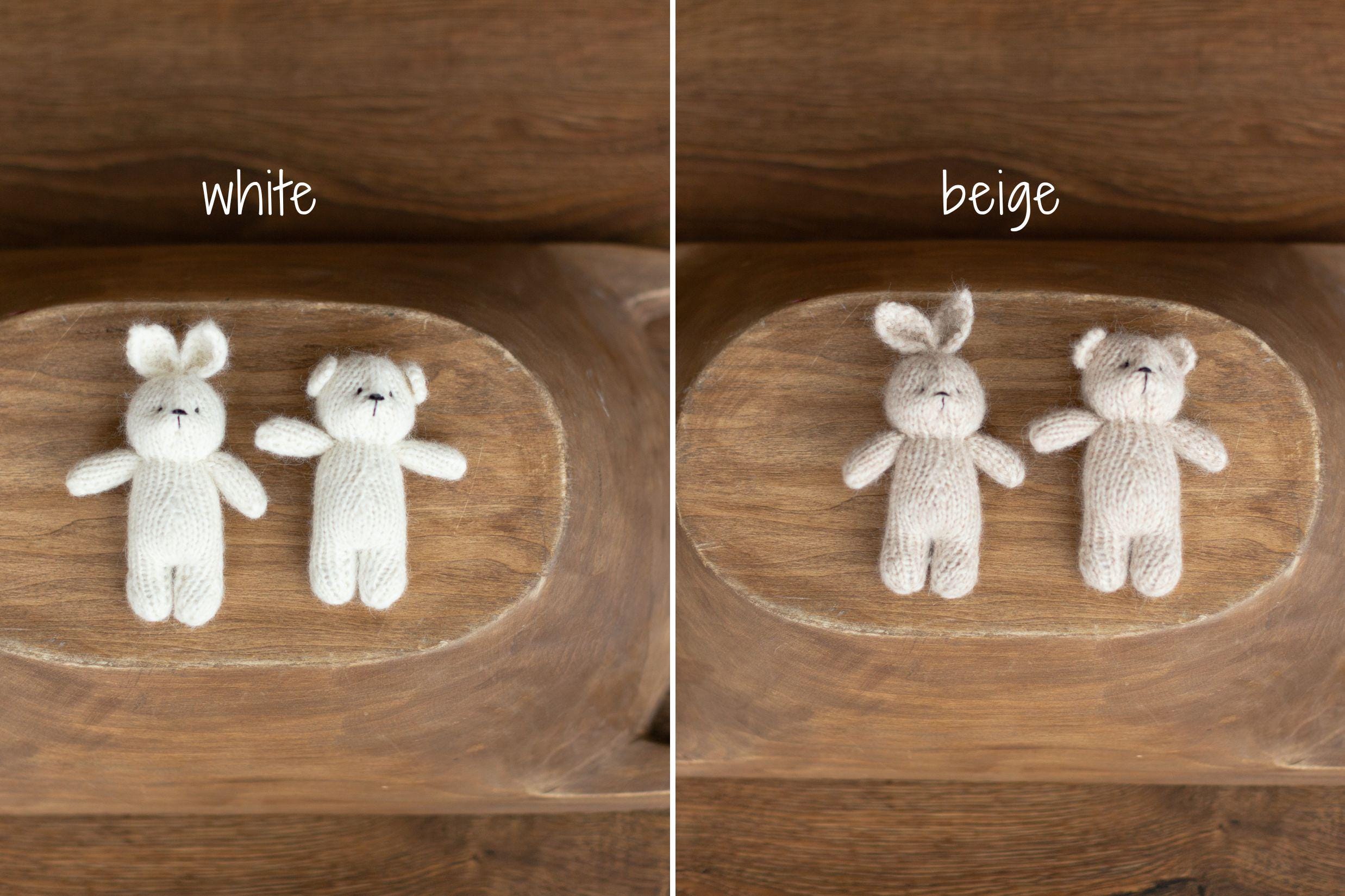 Knitted Newborn Teddy Bear and Bunny Toy for Photography, Newborn Crochet Rabbit Toy, Newborn Photography props, Easter bunny knitted toy