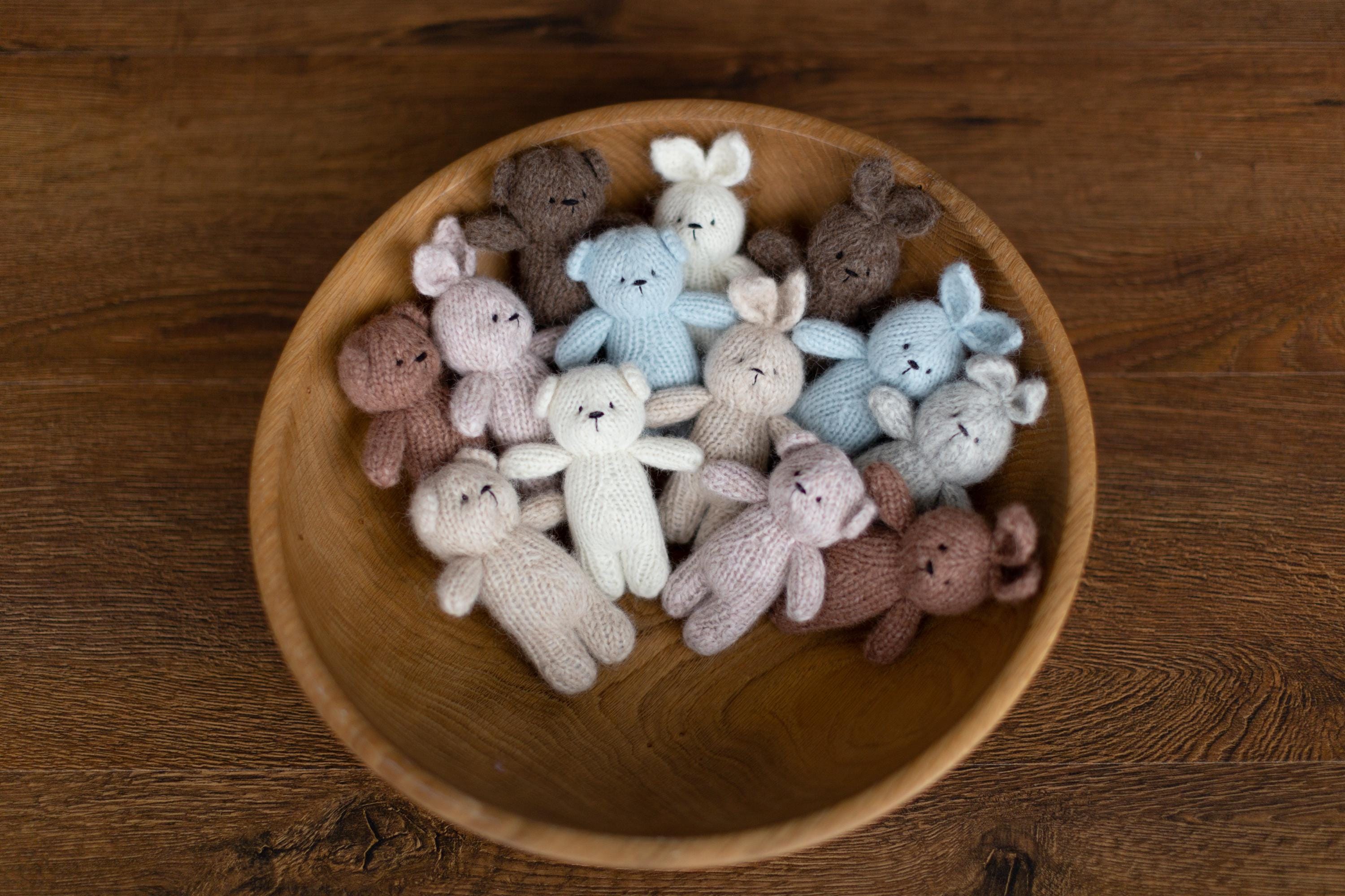 Knitted Newborn Teddy Bear and Bunny Toy for Photography, Newborn Crochet Rabbit Toy, Newborn Photography props, Easter bunny knitted toy