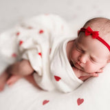 Valentine's Day Newborn Fabric Backdrop with Hearts for Newborn Photography Props, Newborn Posing Pillow, Newborn Posing Fabric Backdrop