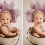 Baby Flower Felt Hat, Flower Newborn Merino Wool Felted Rug Set with Felted Hat for Girl, Newborn Photography props,Newborn Felted Props Set