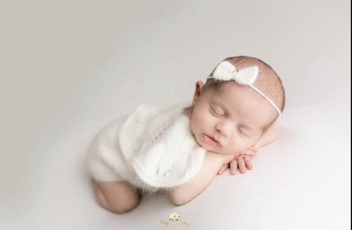 Newborn Knitted Headband for Girl, Newborn Girl Tieback Bow, Newborn Bow Headband, Newborn Girl Headband Bow, Newborn Photography Props